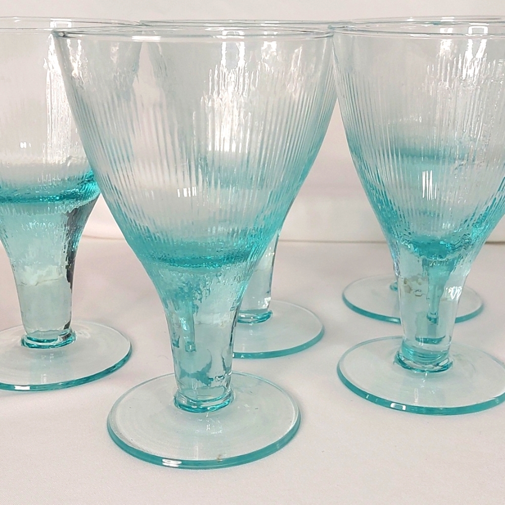 Retro Aqua Goblets, Set of 5